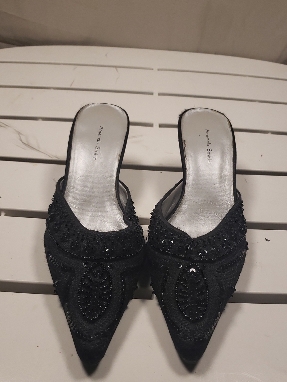 Amanda Smith Black Beaded Pointed Mules - 7